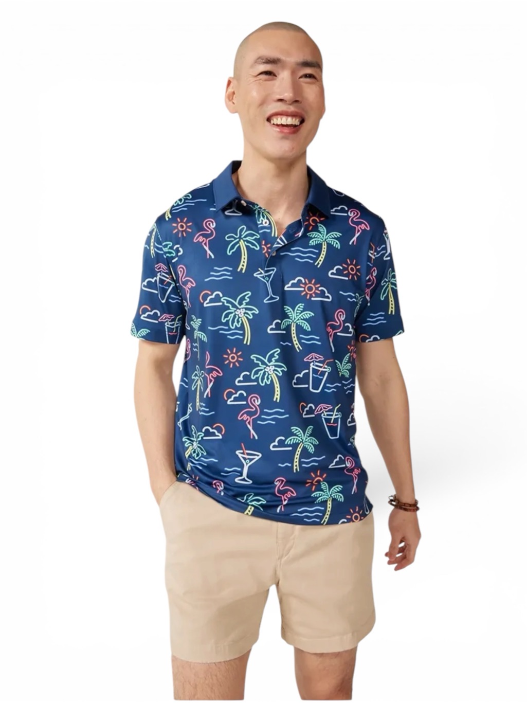 Nwt Chubbies Popover Shirt One Man Wolfpack Navy Graphic Flamingo Xxl